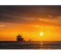 Adult Jigsaw Puzzle 1000 Pieces Oil tankers Ship at sea a Sunset Sky Oil tankers The Ocean Early The Puzzles Colorful Jigsaw Puzzles for Adults and Teens Puzzle Toys Wooden Gifts