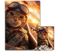 Adult Jigsaw Puzzle 1000 Pieces Orange Cat Pilot Cardboard Puzzles Fun Games, Is Ideal As A Gift for The Whole Family for for Age 14 26X38CM