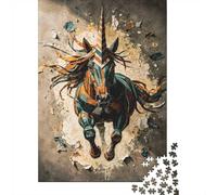 Adult Jigsaw Puzzle, 1000 Pieces, Orange Teal Charging Unicorn Collage, 70x50cm/1000pcs, Shared Puzzle Activity, Time Around The Table And Friends And Family