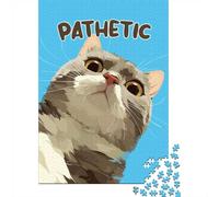 Adult Jigsaw Puzzle, 1000 Pieces, Pathetic Cat Looking Down Art, 52x38cm/1000pcs, Winter Indoor Activity, Weekend Downtime And Cold-Weather Weekends