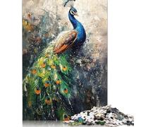 Adult Jigsaw Puzzle 1000 Pieces Peacock Painting Puzzles Wooden Puzzles for Adults& Teenagers Age 12 Years Up 1000pcs (75x50cm)