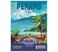 Adult Jigsaw Puzzle 1000 Pieces, Penang Malaysia Artwork, Mindfulness Activity, Gift for Adults, Precision Cut Pieces, 70x50cm/1000pcs