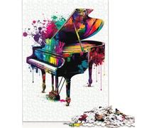 Adult Jigsaw Puzzle 1000 Pieces Piano Watercolor Wood Puzzles for Adults Sustainable Puzzle for Adults 1000pcs (75x50cm)
