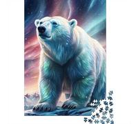 Adult Jigsaw Puzzle, 1000 Pieces, Polar Bear Under Aurora, 38x26cm/1000pcs, Shared Puzzle Activity, Time Around The Table And Friends And Family