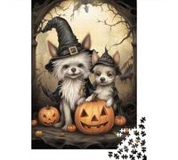 Adult Jigsaw Puzzle, 1000 Pieces, Poodle Halloween Witch Hat, 38x26cm/1000pcs, Winter Indoor Activity, Focused Screen-Free Time And Cosy Evenings