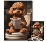 Adult Jigsaw Puzzle 1000 Pieces Poodle on The Toilet Cardboard Puzzles Adult Game Gift Family Interactive Game Brain Challenge Gift 26X38CM