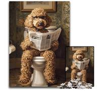 Adult Jigsaw Puzzle 1000 Pieces Poodle on The Toilet Wooden Puzzles Fun Games, Is Ideal As A Gift for The Whole Family for for Age 14 50X75CM