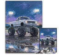 Adult Jigsaw Puzzle 1000 Pieces Psychedelic Monster Truck Wooden Puzzles for Home Decoration Gifts, Family Challenging Toy Perfect for Game Nights 50X75CM