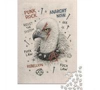 Adult Jigsaw Puzzle, 1000 Pieces, Punk Griffon Vulture with Anarchy Symbols, 38x26cm/1000pcs, Shared Puzzle Activity, Time Around The Table And Friends And Family