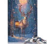 Adult Jigsaw Puzzle 1000 Pieces Reindeer in Winter Wonderland Wooden Puzzle Jigsaws for Adults for Adults& Teens Age 12 Years Up 1000pcs (75x50cm)