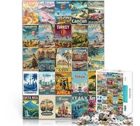 adult jigsaw puzzle 1000 pieces Retro poster splicing art Made of cardboard for age 14 years and over for home decoration Gifts Ideas。size:38x52cm/14.96x20.47inch