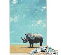 Adult Jigsaw Puzzle 1000 Pieces Rhino Under A Blue Sky Wooden Puzzles for Adults & Teenager Home Educational Games DIY Toys 1000pcs (75x50cm)