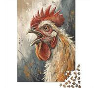 Adult Jigsaw Puzzle, 1000 Pieces, Rooster Crowing Digital Art, 70x50cm/1000pcs, Shared Puzzle Activity, Time Around The Table And Time Together