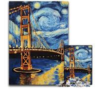 Adult Jigsaw Puzzle 1000 Pieces San Francisco Bridge at Night Cardboard Puzzles Educational Challenge, Deal As Gifts for The Whole Family for 14+ 26X38CM