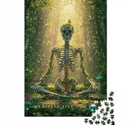 Adult Jigsaw Puzzle, 1000 Pieces, Skeleton Meditating in Forest, 52x38cm/1000pcs, Shared Puzzle Activity, Time Around The Table And Weekend Downtime