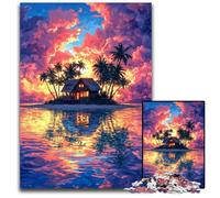 Adult Jigsaw Puzzle 1000 Pieces Small House at Sunset Puzzle Stress Reliever Staycation Kill Time, A Work of Art for And Age 14 26X38CM