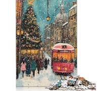 Adult Jigsaw Puzzle 1000 Pieces Snowy Christmas Street Scene Wooden Puzzles for Adults Educational Games 1000pcs (75x50cm)