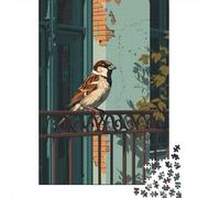 Adult Jigsaw Puzzle, 1000 Pieces, Sparrows Perched on Fence, 38x26cm/1000pcs, Winter Indoor Activity, Focused Screen-Free Time And Cosy Evenings