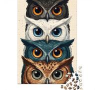Adult Jigsaw Puzzle, 1000 Pieces, Stack of Four Owls, 70x50cm/1000pcs, Thoughtful Gift Idea, Winter Home Activity And Couples And Families