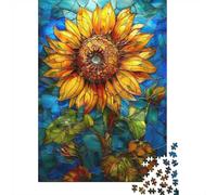 Adult Jigsaw Puzzle, 1000 Pieces, Stained Glass Sunflower Art, 52x38cm/1000pcs, Shared Puzzle Activity, Time Around The Table And Friends And Family