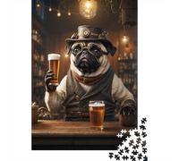 Adult Jigsaw Puzzle, 1000 Pieces, Steampunk Craft Beer Pug, 52x38cm/1000pcs, Shared Puzzle Activity, Time Around The Table And Friends And Family