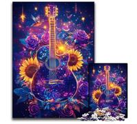 Adult Jigsaw Puzzle 1000 Pieces Sunflower Guitar Cardboard Puzzles for Home Decoration Gifts, Family Challenging Toy Perfect for Game Nights 26X38CM