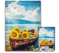 Adult Jigsaw Puzzle 1000 Pieces Sunflowers on The Boat Puzzle Stress Reliever Staycation Kill Time, A Work of Art for And Age 14 26X38CM