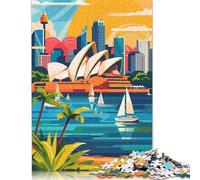 Adult Jigsaw Puzzle 1000 Pieces Sydney Skyline Illustration Paper Puzzle Jigsaws for Adults Jigsaw Puzzles for Adults Teenagers 38x26cm/1000pcs