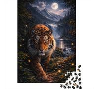 Adult Jigsaw Puzzle, 1000 Pieces, Tiger in A Moonlit Forest, 38x26cm/1000pcs, Shared Puzzle Activity, Weekend Leisure And Couples And Families
