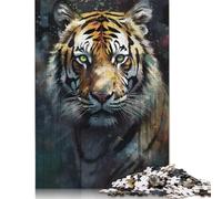 Adult Jigsaw Puzzle 1000 Pieces Tiger Portrait Painting Puzzles Wooden Puzzles for Adults& Teenagers Age 12 Years Up 1000pcs (75x50cm)