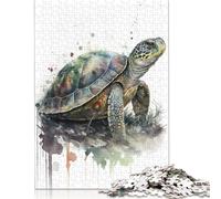 Adult Jigsaw Puzzle 1000 Pieces Turtle Watercolor Wooden Puzzles for Adults & Teenager Home Educational Games DIY Toys 1000pcs (75x50cm)