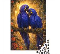 Adult Jigsaw Puzzle, 1000 Pieces, Two Blue Macaws in A Forest, 38x26cm/1000pcs, Thoughtful Gift Idea, Winter Home Activity And Couples And Families