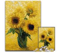 Adult Jigsaw Puzzle 1000 Pieces Van Gogh Sunflowers at Night Puzzle Stress Reliever Staycation Kill Time, A Work of Art for And Age 14 26X38CM