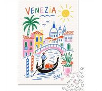 Adult Jigsaw Puzzle, 1000 Pieces, Venezia Venice Travel Wall Art, 52x38cm/1000pcs, Shared Puzzle Activity, Time Around The Table And Friends And Family