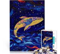 adult jigsaw puzzle 1000 pieces Whale in the Night Sky Made of cardboard，Suitable for people aged 14 and above Difficult to complete but fun and humorous Gift ideas。size：26x38cm/10.24x14.96inch