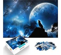 adult jigsaw puzzle 1000 pieces Wolf howling at full moon Made of cardboard,for ages 14 and over Educational toys Gifts Ideas。size:26x38cm/10.24x14.96inch