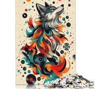 Adult Jigsaw Puzzle 1000 Pieces Wolf with Vinyl Records Mystical Wolf Wall Art for Wildlife And Fantasy Fans Puzzle Jigsaws for Adults Funny Jigsaw Puzzles 300pcs (40x28cm)