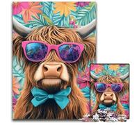 Adult Jigsaw Puzzle 1000 Pieces Yak on Vacation Wooden Jigsaw Puzzles Difficult And Challenge, Great Gifts And Toys for Age 14 50X75CM