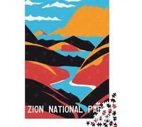 Adult Jigsaw Puzzle, 1000 Pieces, Zion National Park Poster, 52x38cm/1000pcs, Shared Puzzle Activity, Time Around The Table And Friends And Family