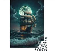 Adult Jigsaw Puzzle 1000 Pirate Ship1 Puzzle Jigsaws for Adults Educational Game Challenge Toy 1000pcs (38x26cm)