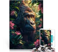 adult jigsaw puzzle 2000 pieces Majestic Gorilla in Jungle Made of cardboard for age 14 years and over Brain Teaser game Games Toys Gift。size:70x100cm/27.5x39.3inch