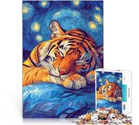 adult jigsaw puzzle 2000 pieces Tiger Sleeping Under Starry Night Made of cardboard for age 14 years and over Antistress Vacation at home Killing time Family Fun Gift。size:70x100cm/27.5x39.3inch