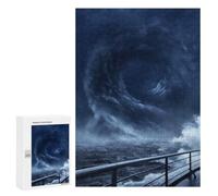 Adult Jigsaw Puzzle, 300 PCS, Featuring Dramatic Hurricane Over The Ocean Artwork, A Creative Way to Unwind after A Busy Day, for Family Nights