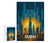 Adult Jigsaw Puzzle, 300 PCS, Featuring Dubai UAE Skyline Travel Artwork, A Creative Way to Unwind after A Busy Day, for Indoor Play