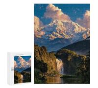 Adult Jigsaw Puzzle, 300 PCS, Featuring Golden Falls Beneath The Snow Peaks Artwork, A Mindful Leisure Activity for Puzzle Lovers, for Indoor Play