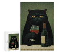 Adult Jigsaw Puzzle, 300 PCS, Featuring Grumpy Cat with Wine Artwork, A Creative Way to Unwind after A Busy Day, for Quiet Evenings