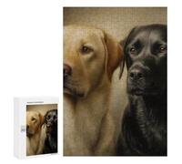 Adult Jigsaw Puzzle, 300 PCS, Featuring Labrador Retrievers︰ Black And Yellow Portrait Artwork, A Focused Activity for Patient Adult Puzzlers, for Indoor Play