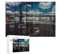 Adult Jigsaw Puzzle, 300 PCS, Featuring Manhattan Bridge - New York City Artwork, A Creative Way to Unwind after A Busy Day, for Quiet Evenings
