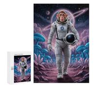 Adult Jigsaw Puzzle, 300 PCS, Featuring Monkey Astronaut on Alien Planet Artwork, A Creative Way to Unwind after A Busy Day, for Indoor Play