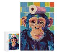 Adult Jigsaw Puzzle, 300 PCS, Featuring Monkey with Toilet Paper Roll Artwork, Versatile Leisure for Adults Who Enjoy Jigsaws, at Home